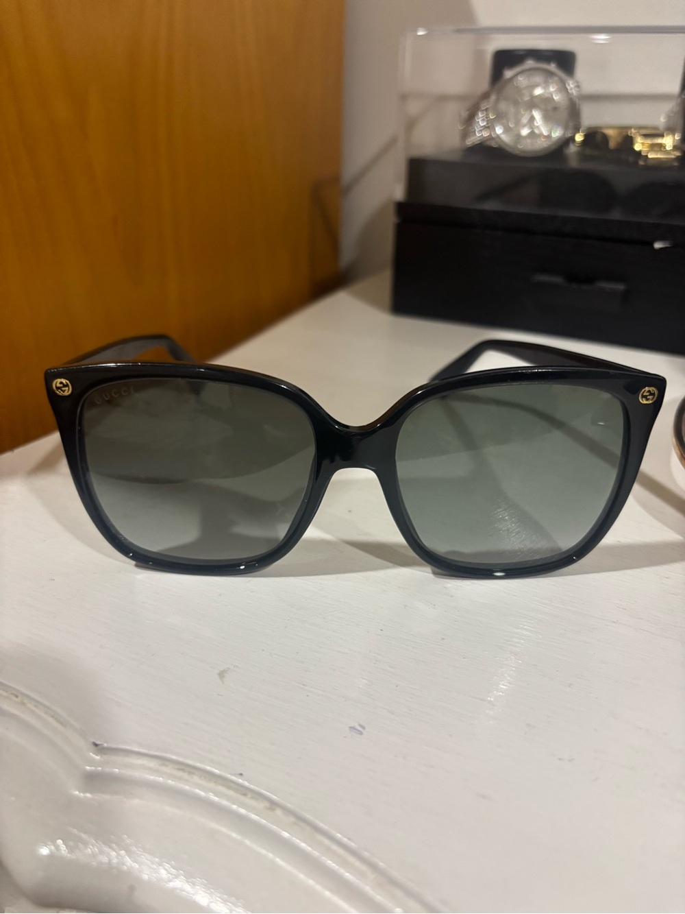 Gucci Black Oversized Square Women's Sunglasses